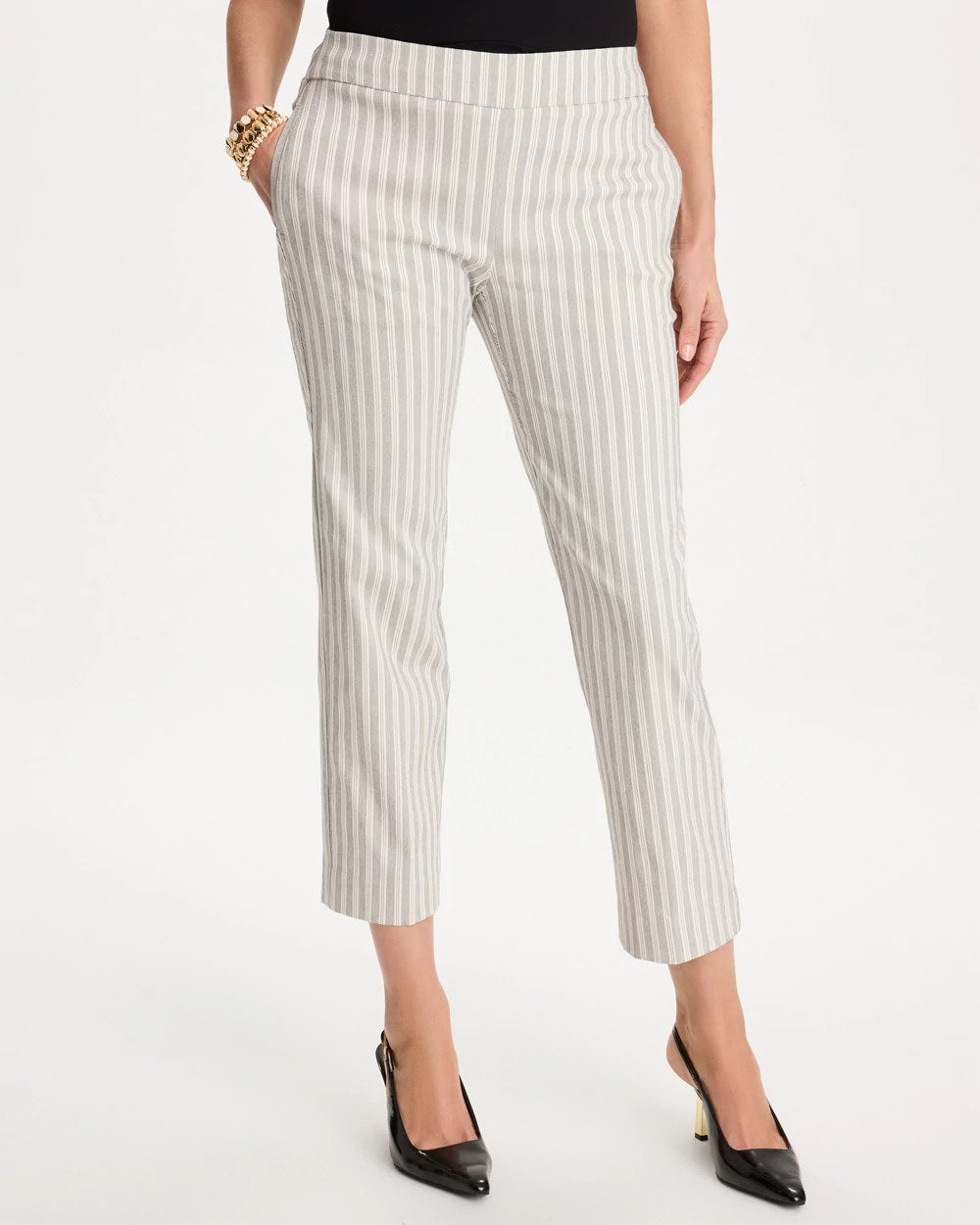 Chico's Sale - Striped Straight Crop Pant