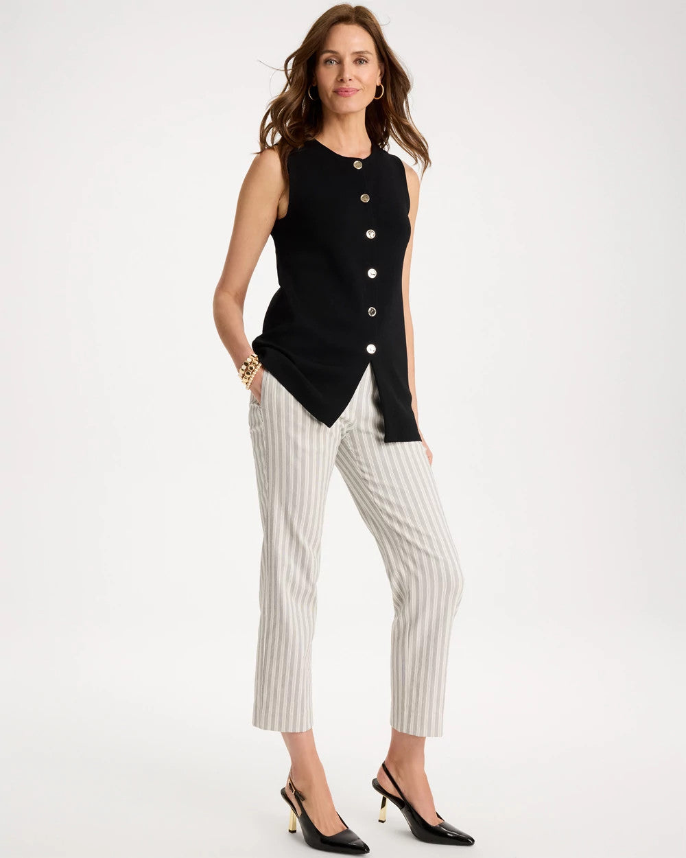 Chico's Sale - Striped Straight Crop Pant