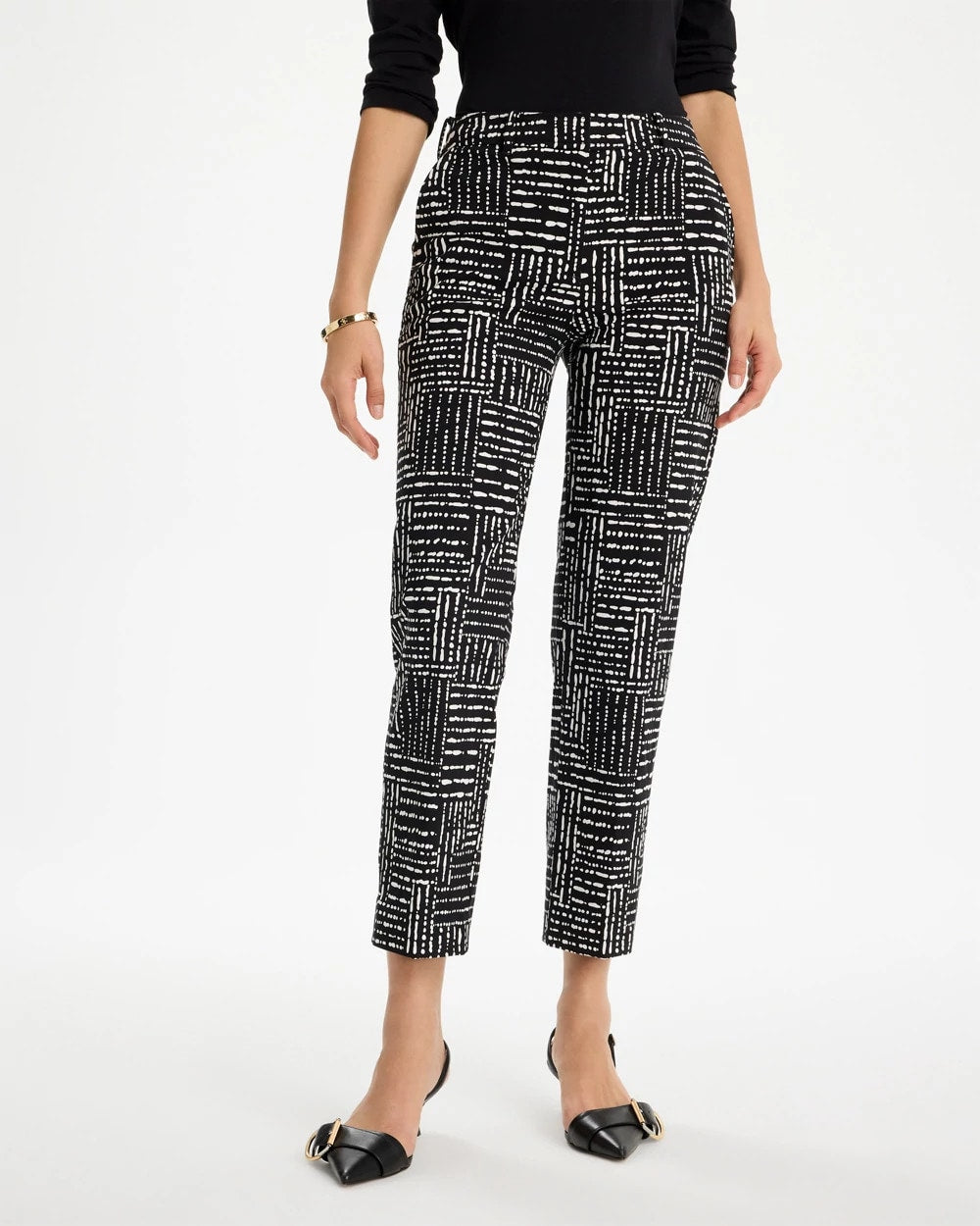 Chico's Outlet - Emme Fly Front Straight Printed Crop Pants