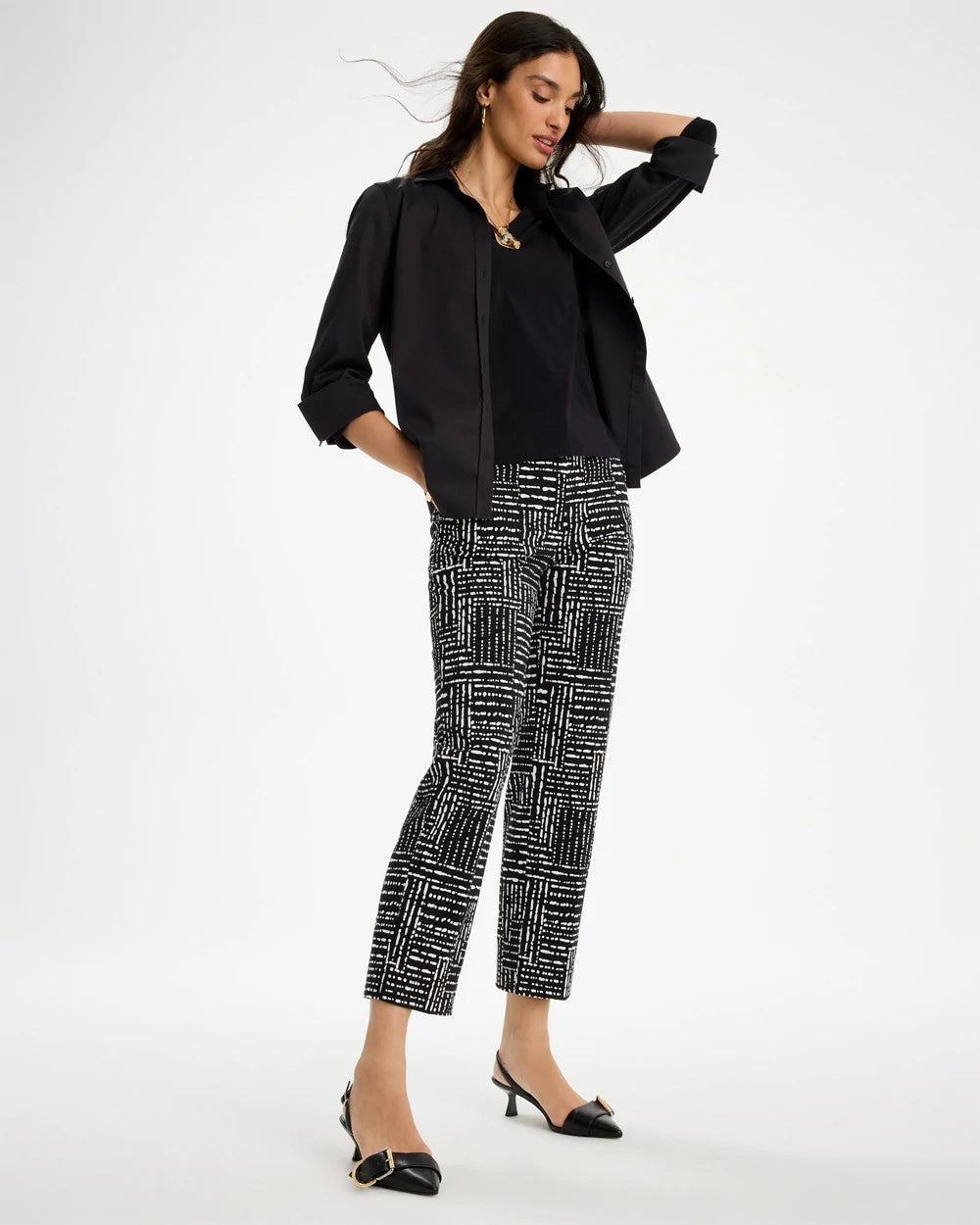 Chico's Outlet - Emme Fly Front Straight Printed Crop Pants