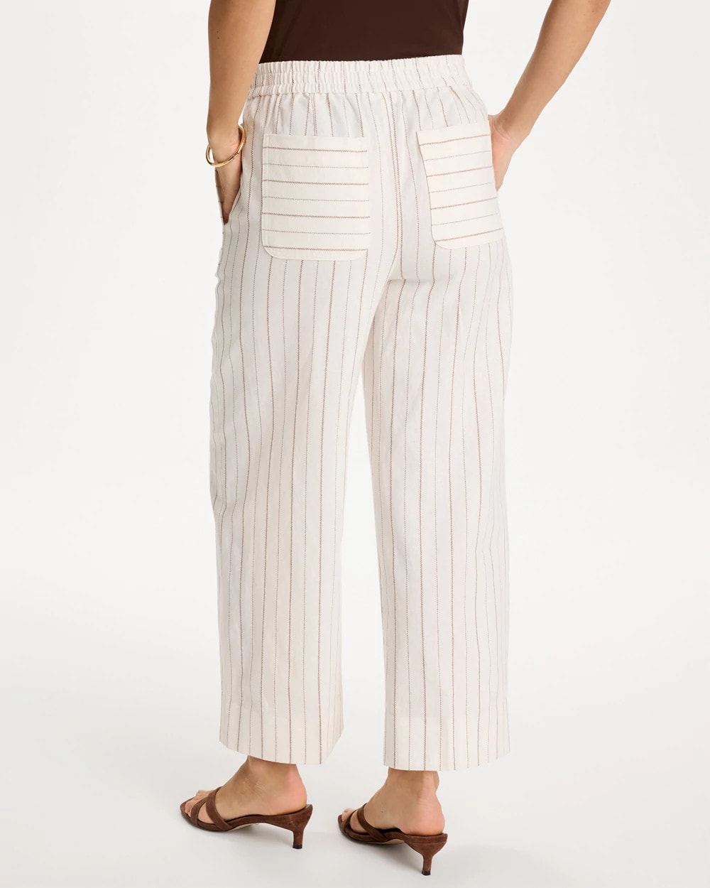 Chico's / Pinstriped Linen-Cotton Crop Pant