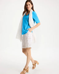 Chico's Discount - Poplin Cotton Roll-Tab Shorts