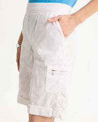 Chico's Discount - Poplin Cotton Roll-Tab Shorts