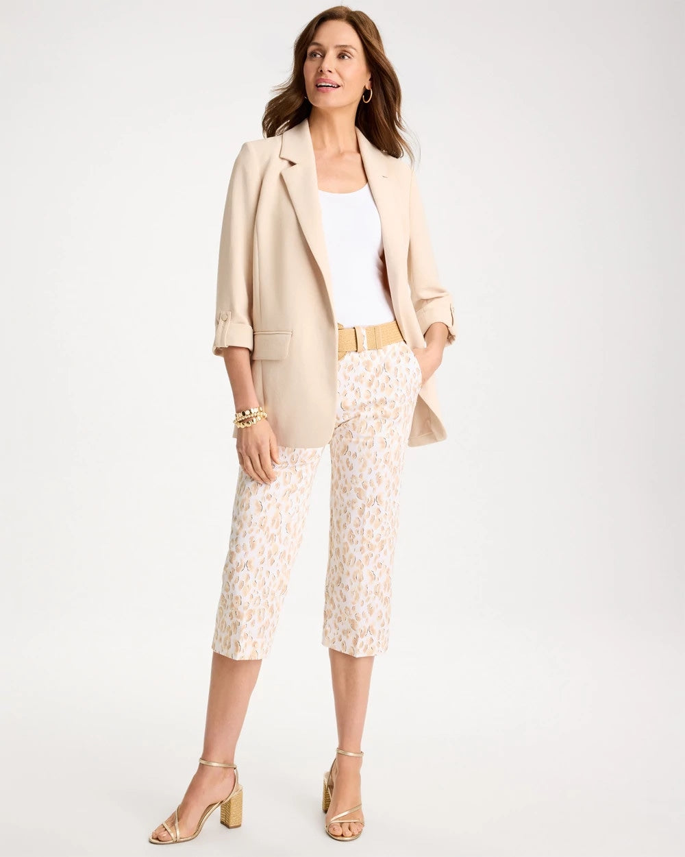 Chico's Sale - Animal Print Emme Sateen Straight Capri Pants