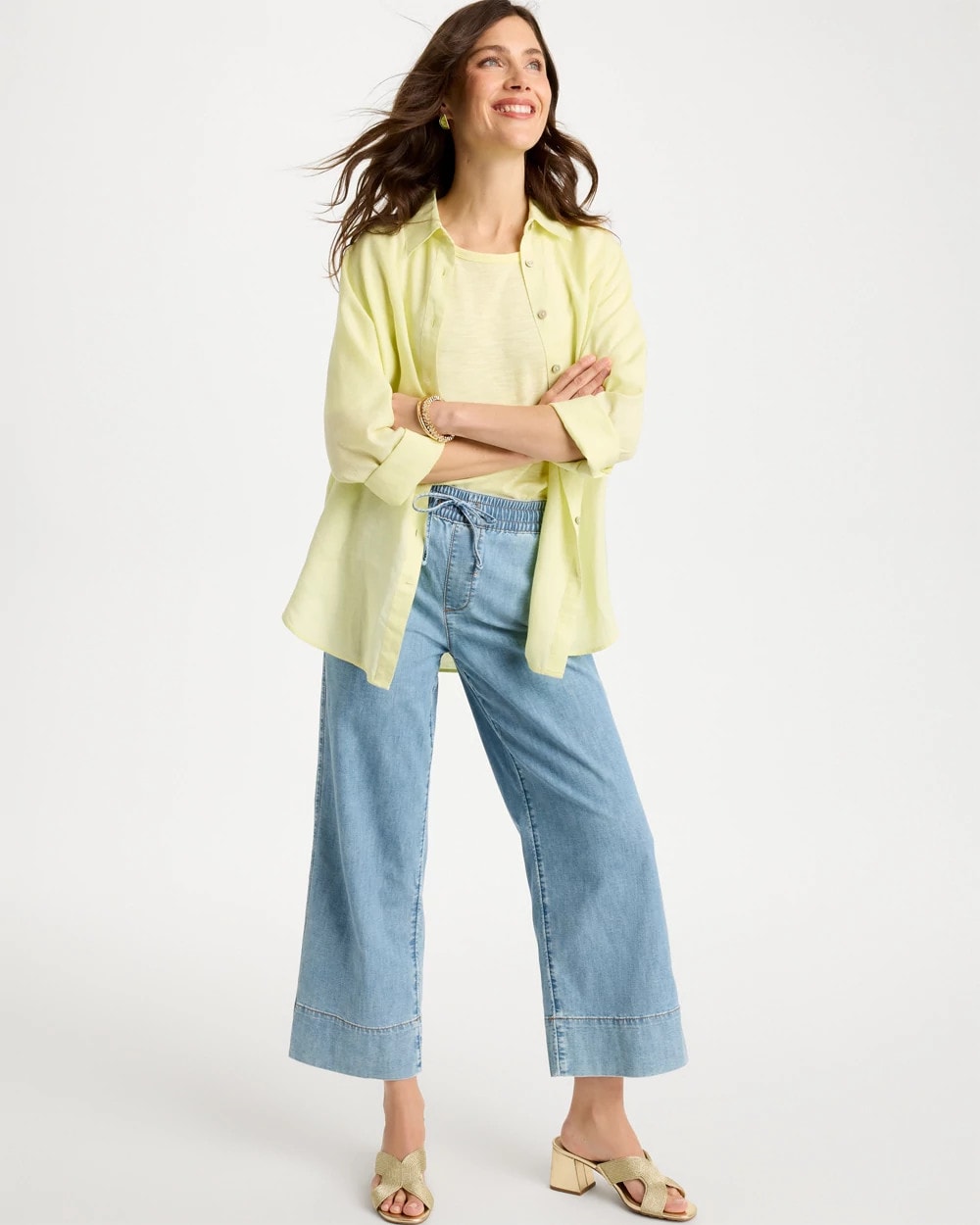 Chico's / Lightweight Wide-Leg Crop Jeans