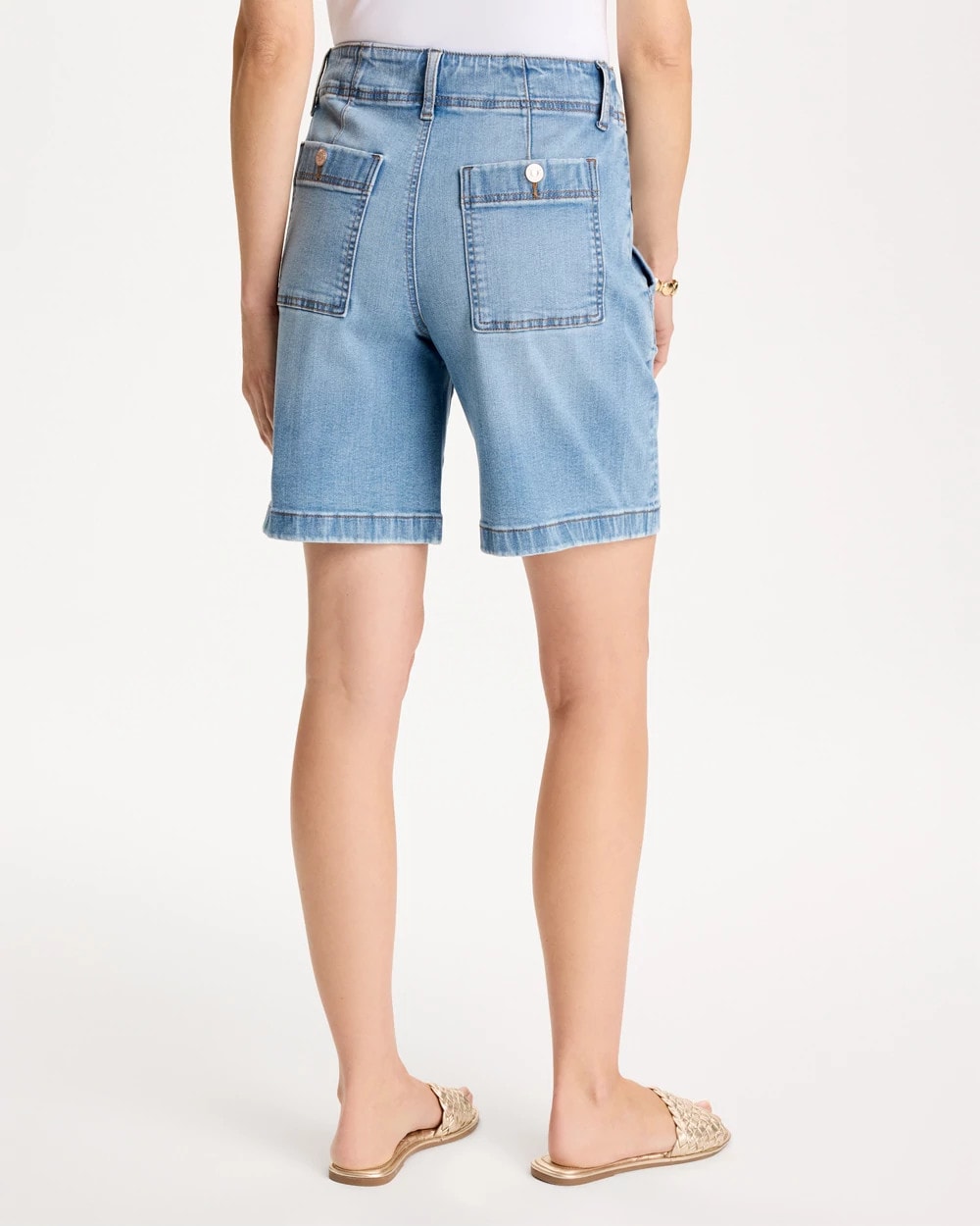 Chico's Sale - Pull-On Scallop Button Jean Shorts