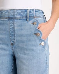 Chico's Sale - Pull-On Scallop Button Jean Shorts