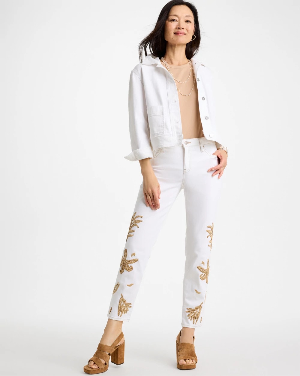 Chico's On Sale - Girlfriend Slim Raffia Palm Crop Jeans