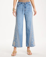 Chico's Sale - Floral Geo Wide-Leg Drawstring Jeans