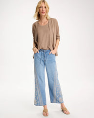 Chico's Sale - Floral Geo Wide-Leg Drawstring Jeans