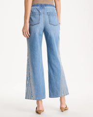 Chico's Sale - Floral Geo Wide-Leg Drawstring Jeans