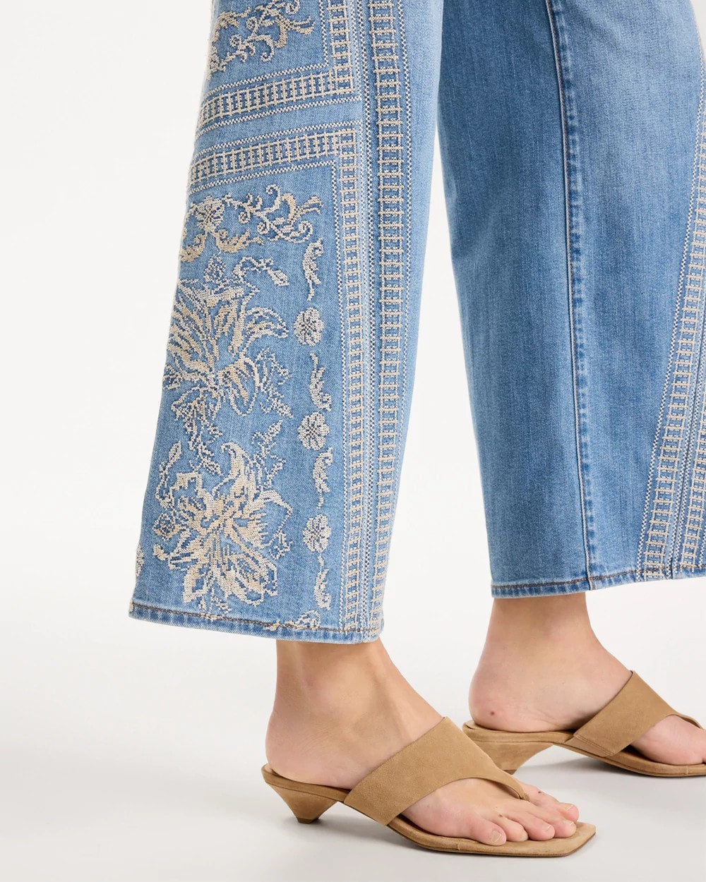 Chico's Sale - Floral Geo Wide-Leg Drawstring Jeans