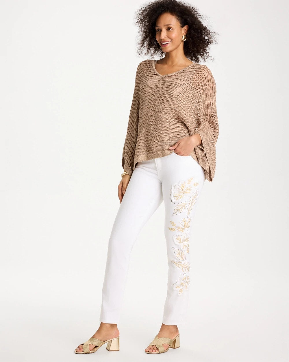 Chico's Outlet - No Stain Girlfriend Floral Embellished Slim Ankle Jeans
