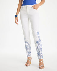 Chico's Discount - Embroidered Girlfriend Slim Ankle Jeans