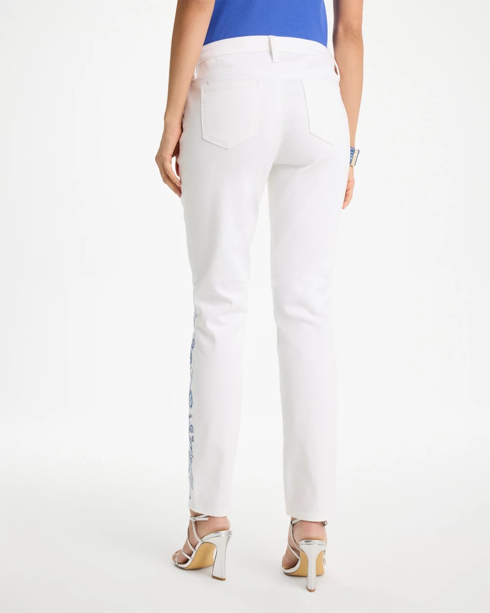 Chico's Discount - Embroidered Girlfriend Slim Ankle Jeans
