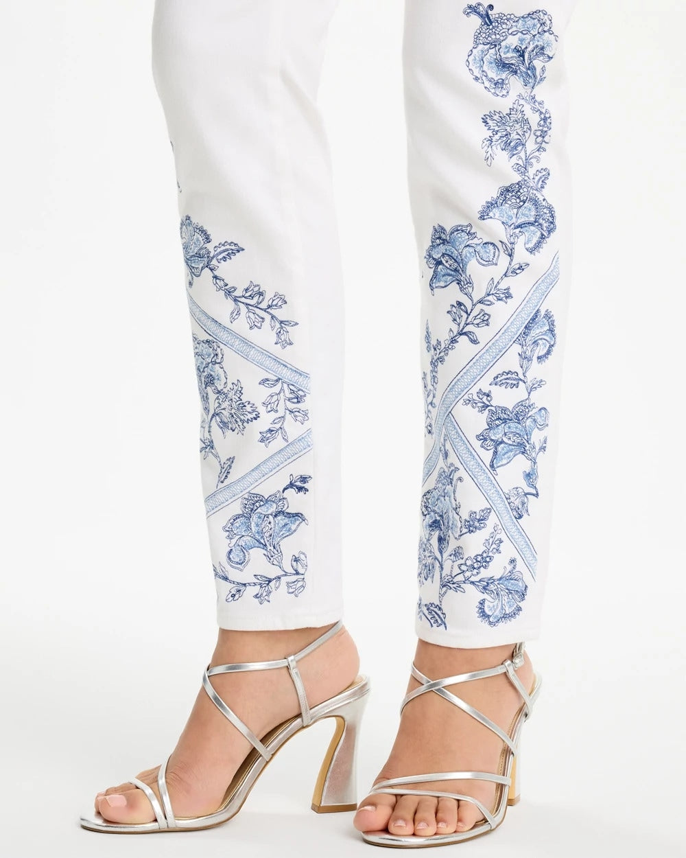 Chico's Discount - Embroidered Girlfriend Slim Ankle Jeans