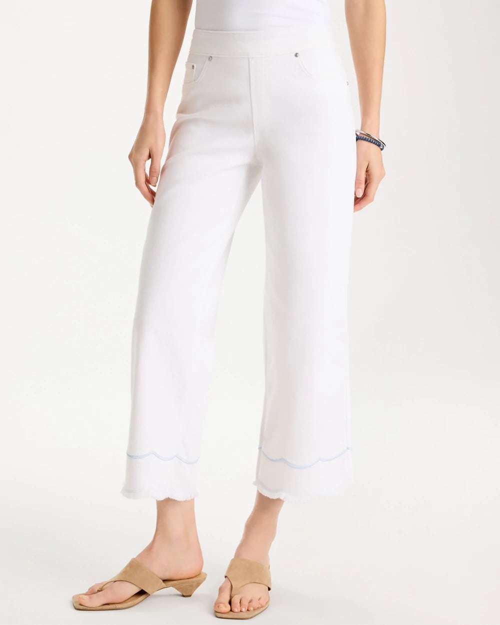 Chico's Outlet - Pull-On Wide-Leg White Crop Jeans