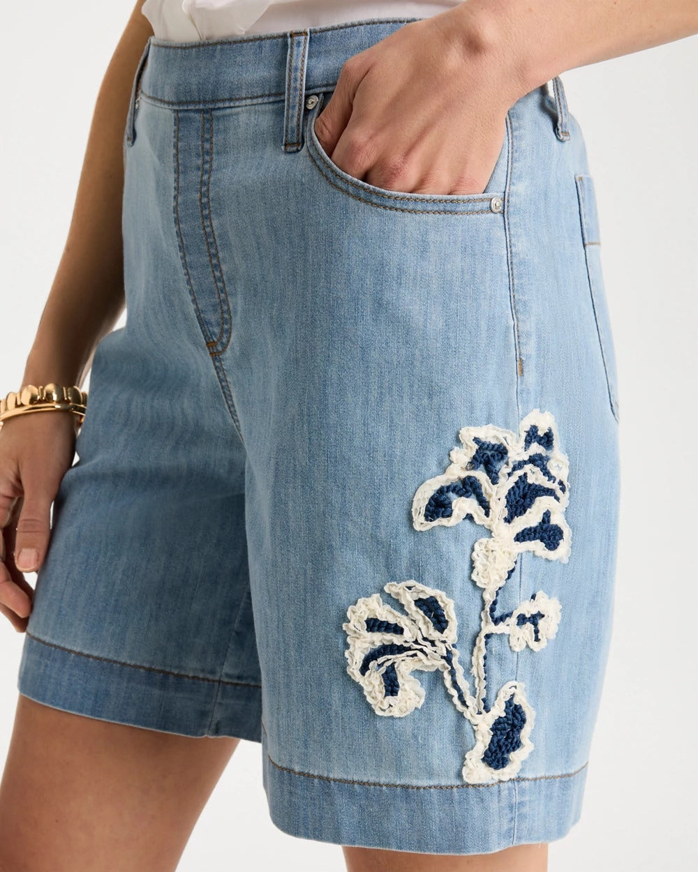 Chico's On Sale - Embellished Lightweight Jean Shorts