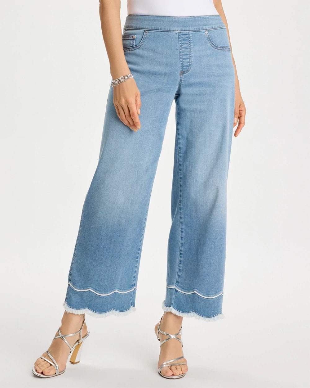 Chico's Outlet - Scallop Pull-On Wide-Leg Crop Jeans