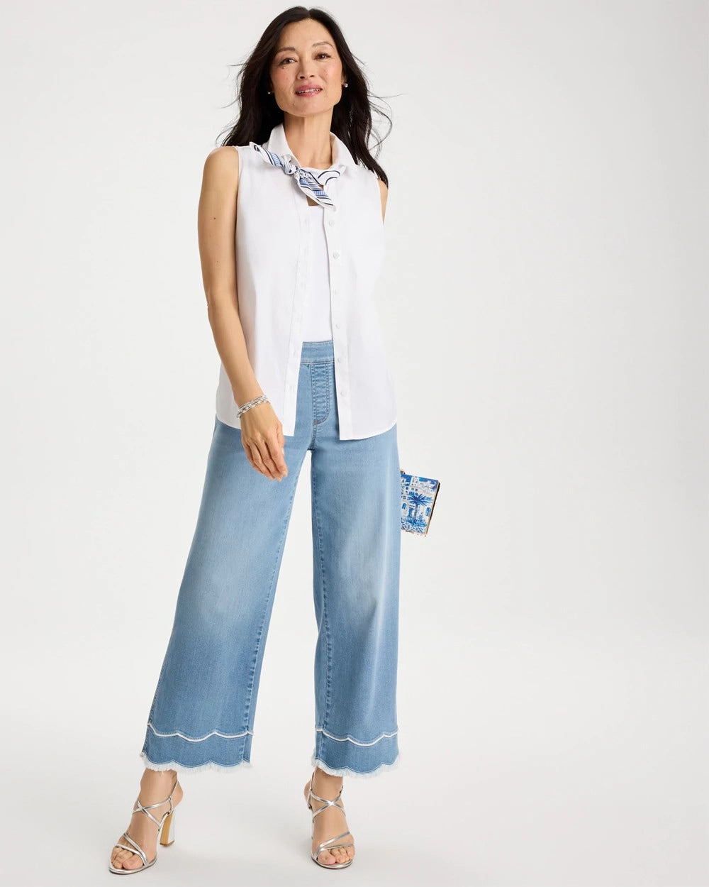 Chico's Outlet - Scallop Pull-On Wide-Leg Crop Jeans