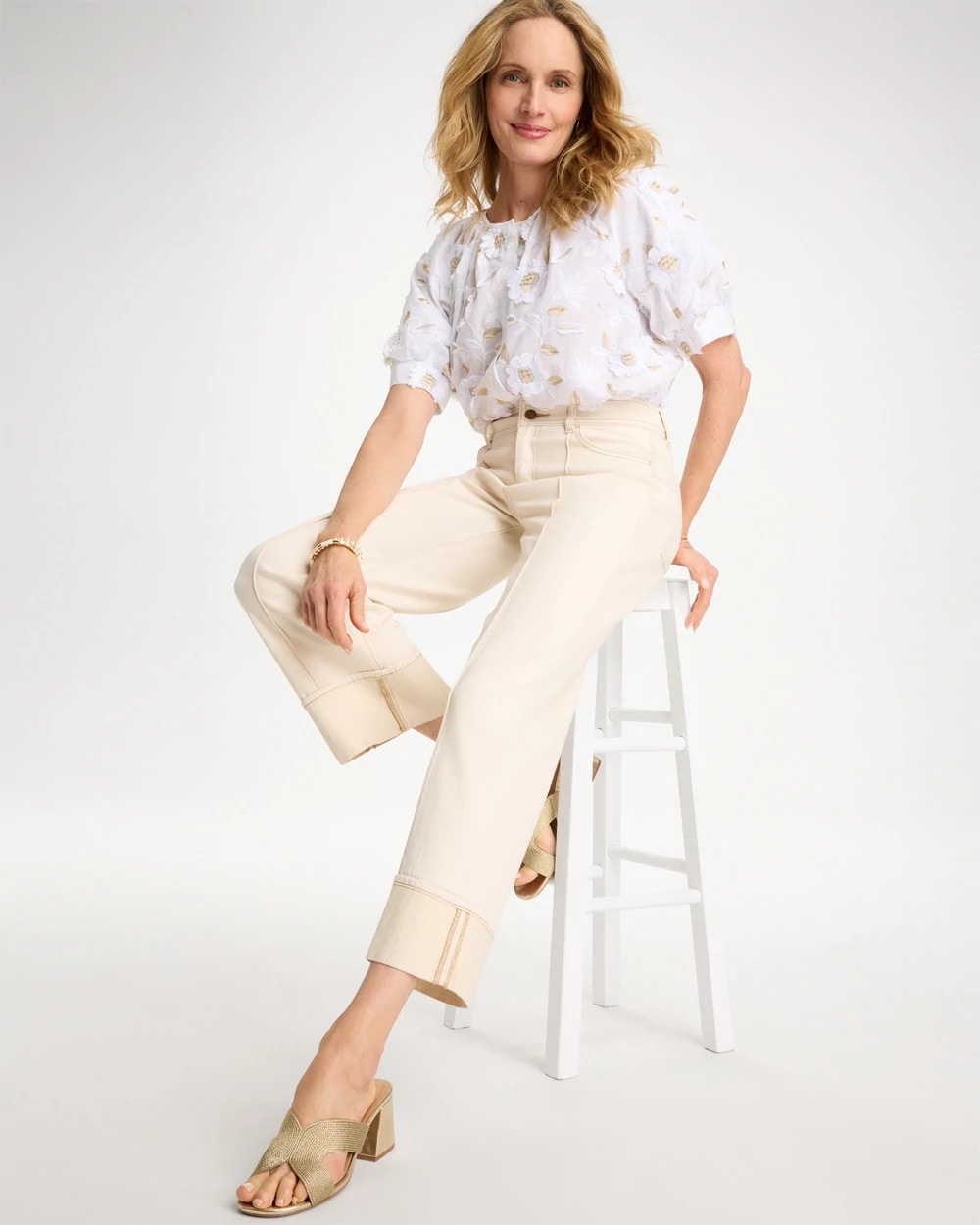 Chico's Outlet - Pintuck Cuffed Cropped Jeans