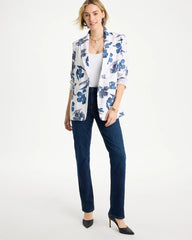 Chico's Discount - Linen Printed Piped Boyfriend Blazer