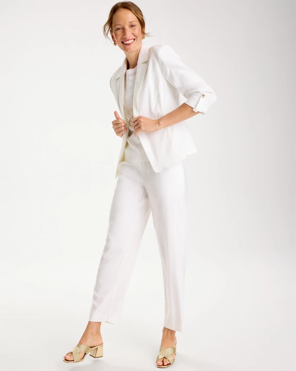 Chico's Sale - Linen Roll Sleeve Blazer