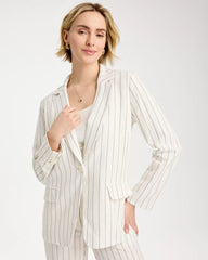 Chico's On Sale - Linen-Blend Striped Boyfriend Blazer