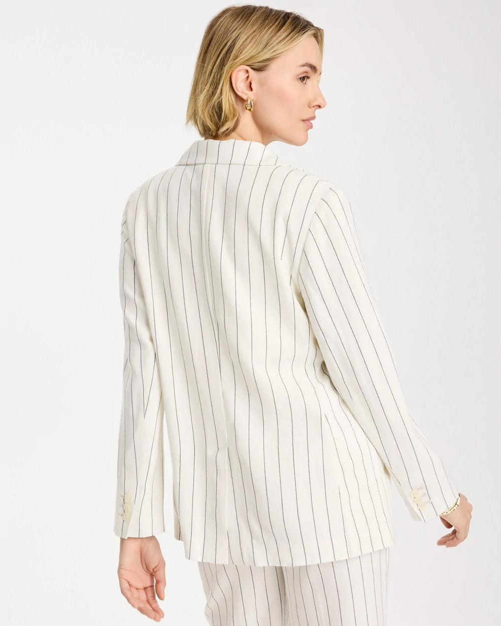 Chico's On Sale - Linen-Blend Striped Boyfriend Blazer