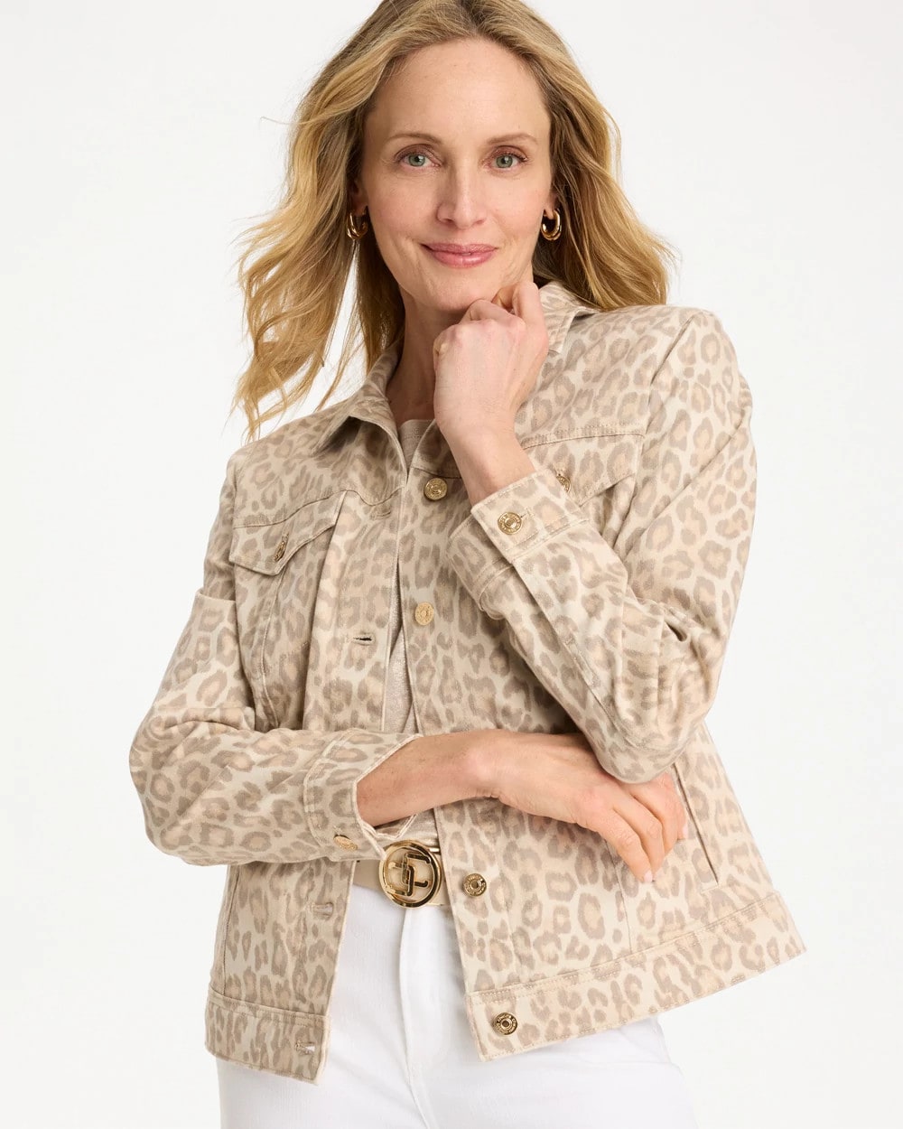 Chico's Outlet - Denim Leopard Print Jacket
