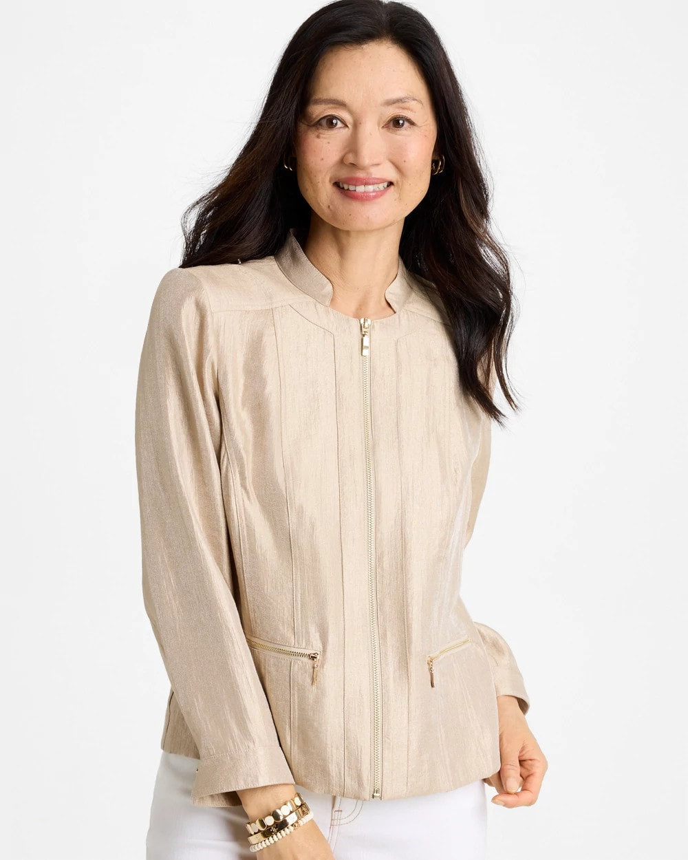 Chico's Sale - Sheen Stand Collar Jacket