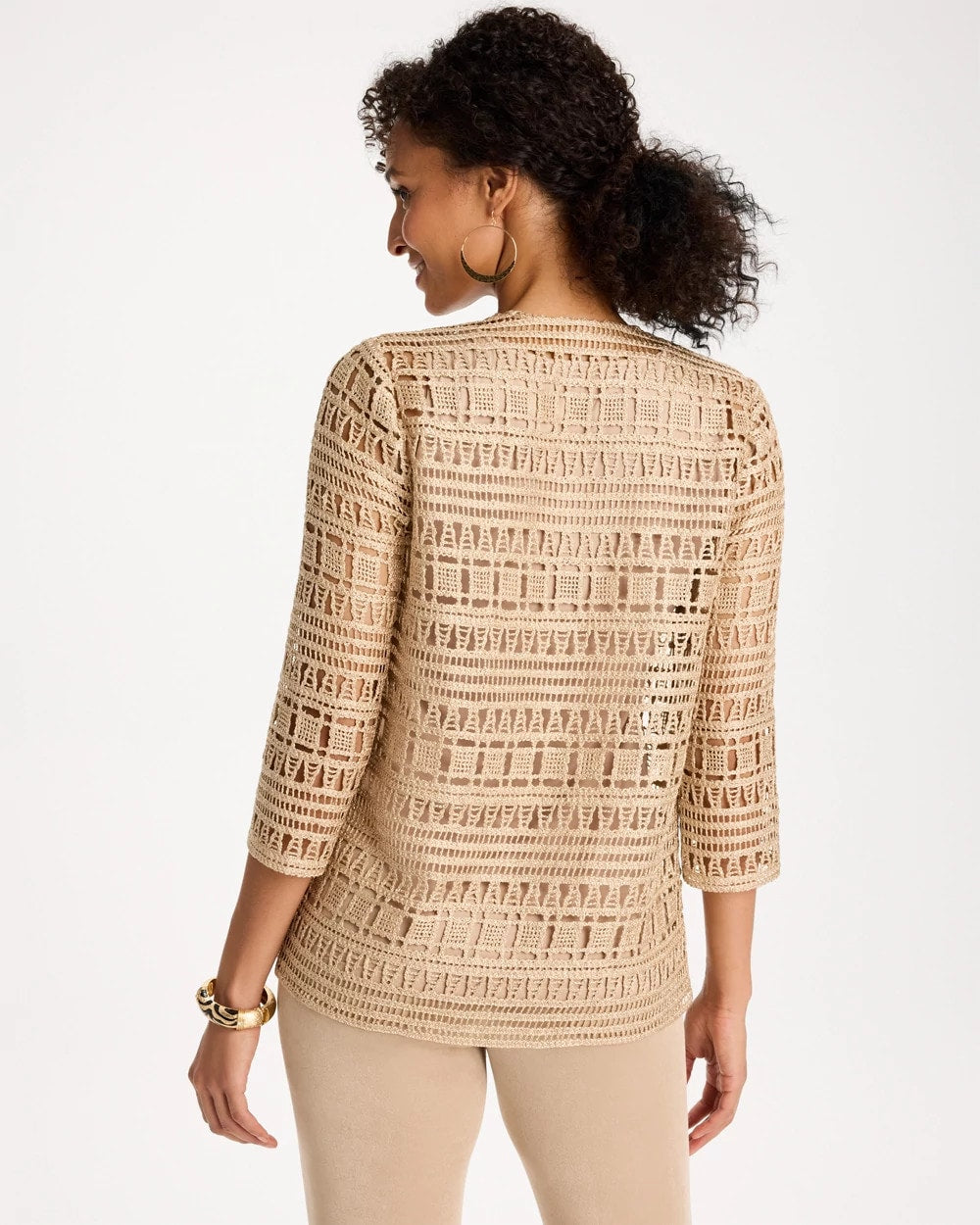 Chico's Outlet - Travelers™ Metallic Crochet Cardigan