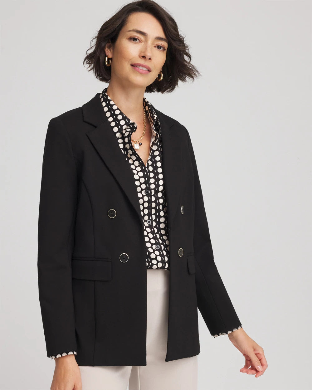 Chico's US - Ponte Double-Breasted Knit Blazer