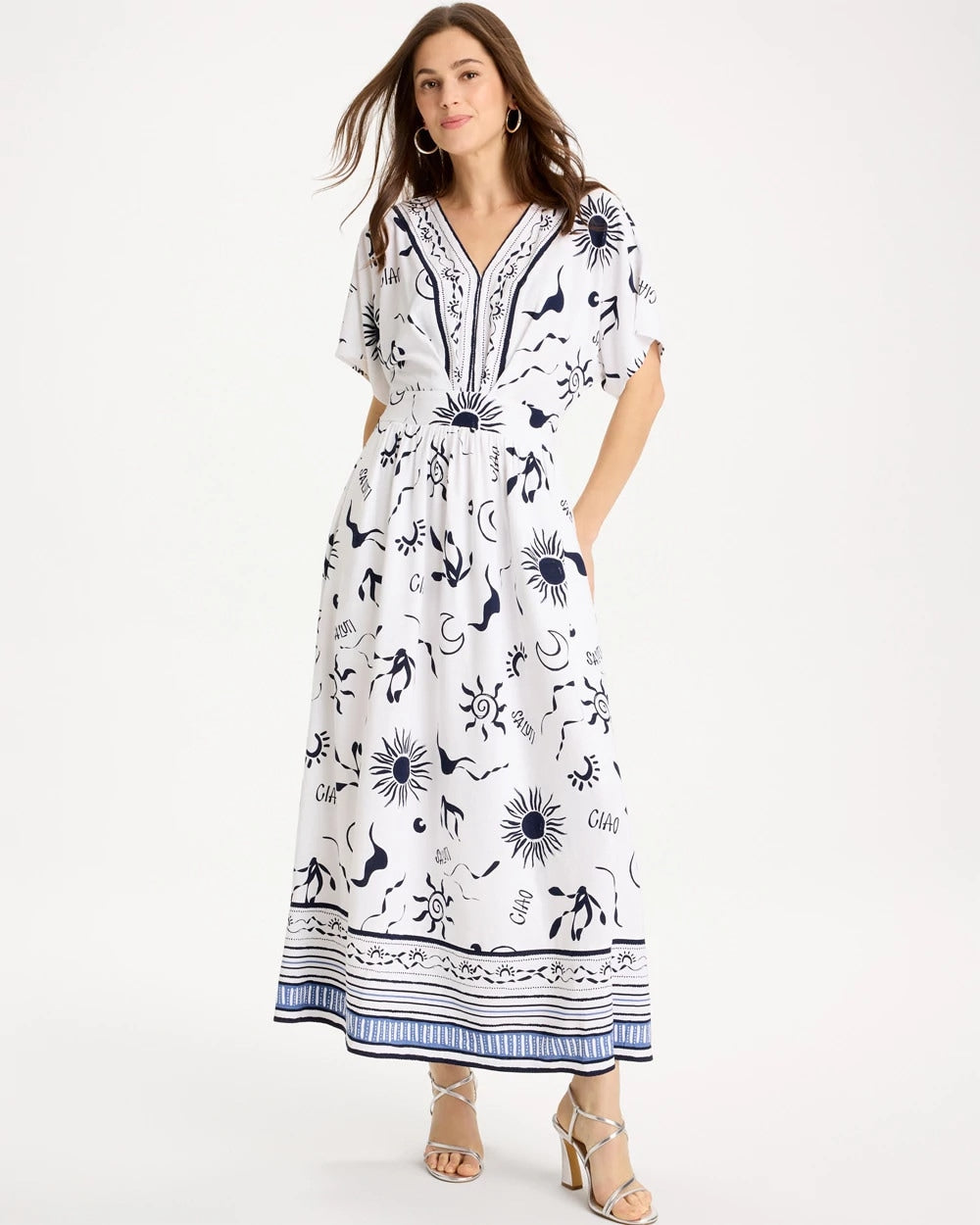 Chico's Discount - Slub Flutter-Sleeve Vacation Dress