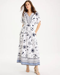 Chico's Discount - Slub Flutter-Sleeve Vacation Dress