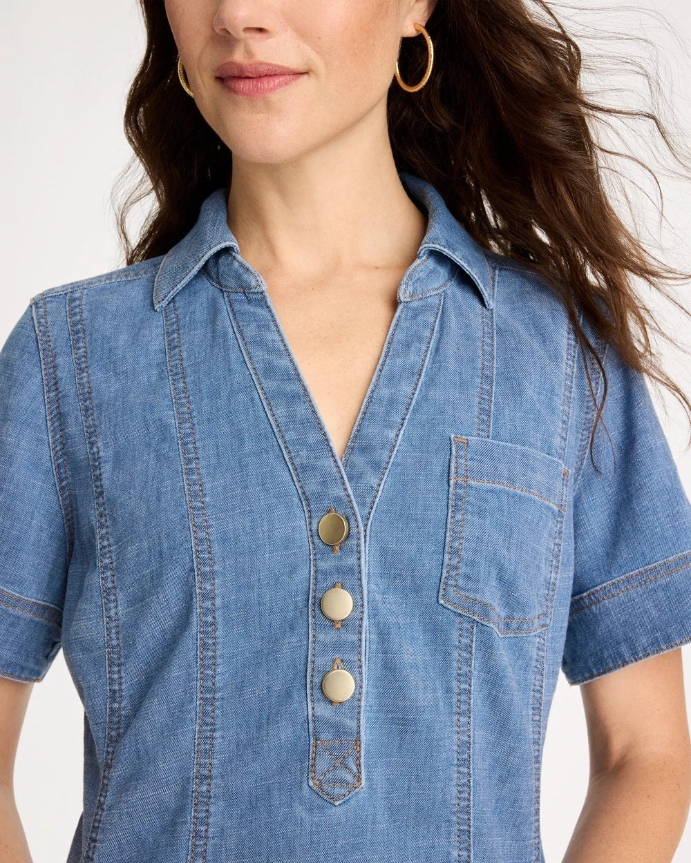 Chico's Sale - Soft-Stretch Hemp Denim Shirtdress
