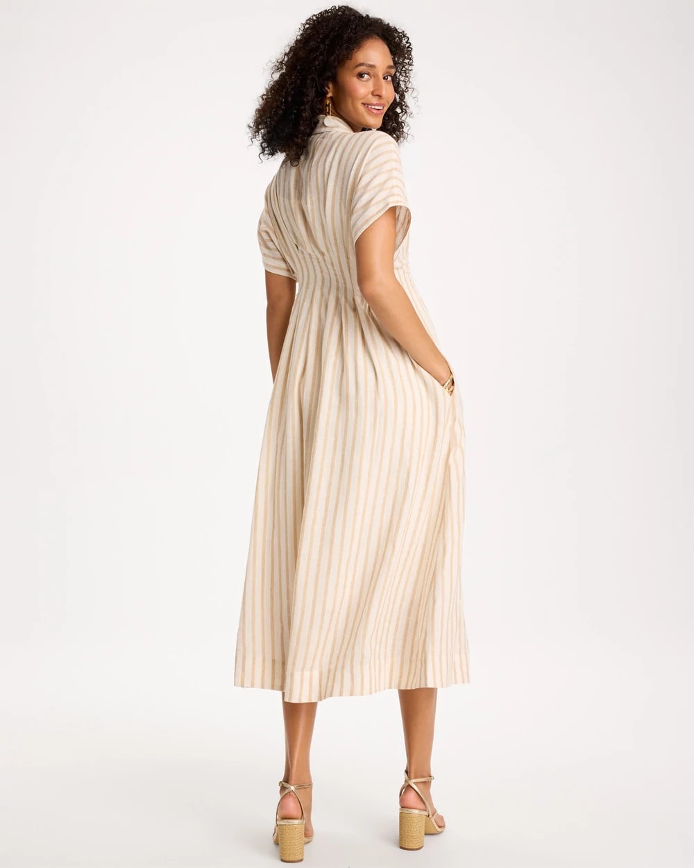 Chico's For Sale - Linen-Blend Metallic Striped Dress