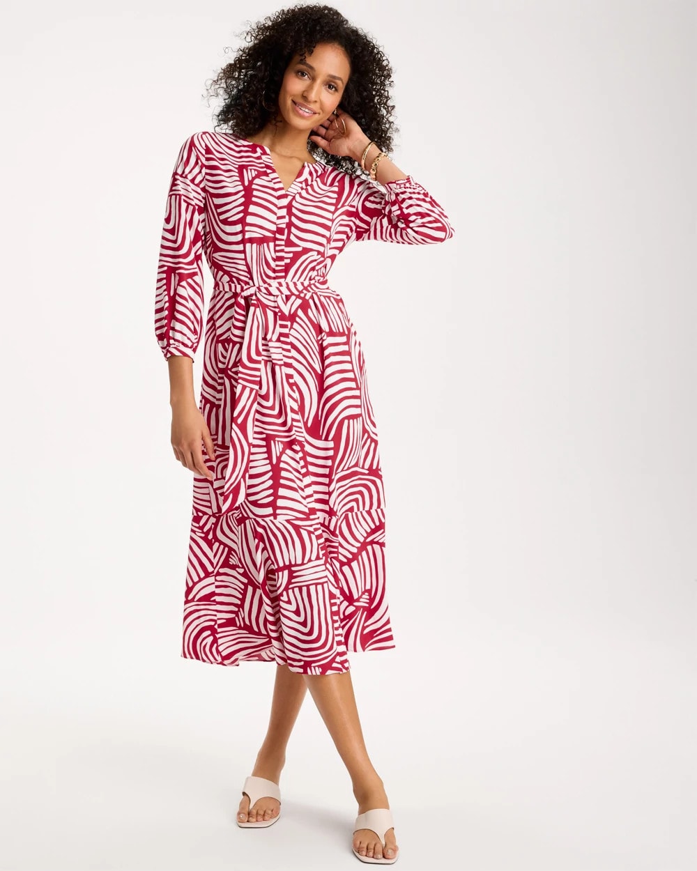 Chico's Outlet - Printed Midi Shirt Dress