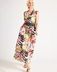 Chico's / Crinkle Chiffon Animal Print Dress