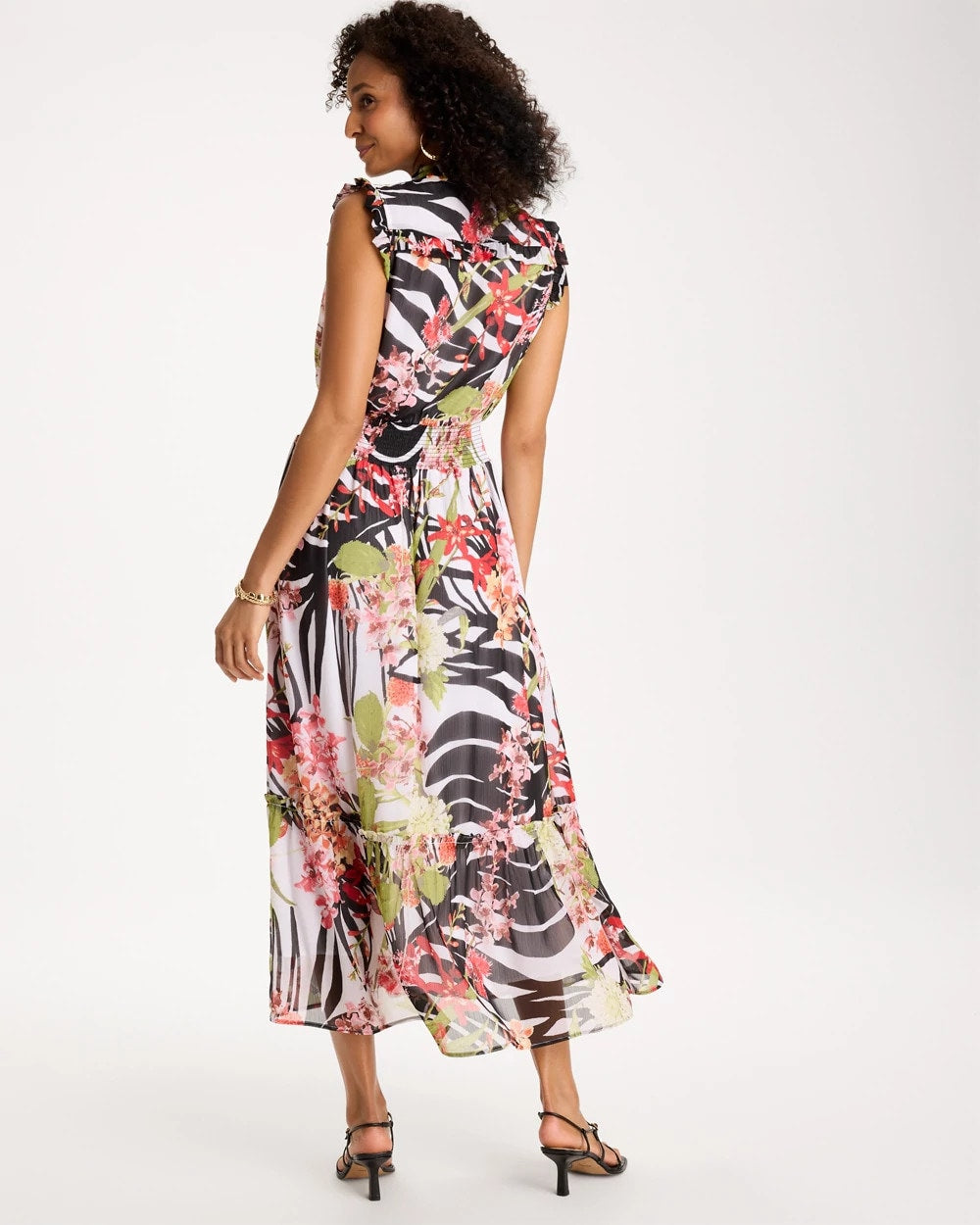 Chico's / Crinkle Chiffon Animal Print Dress