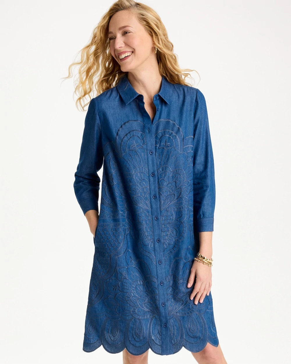 Chico's Online - Denim Embroidered Dress