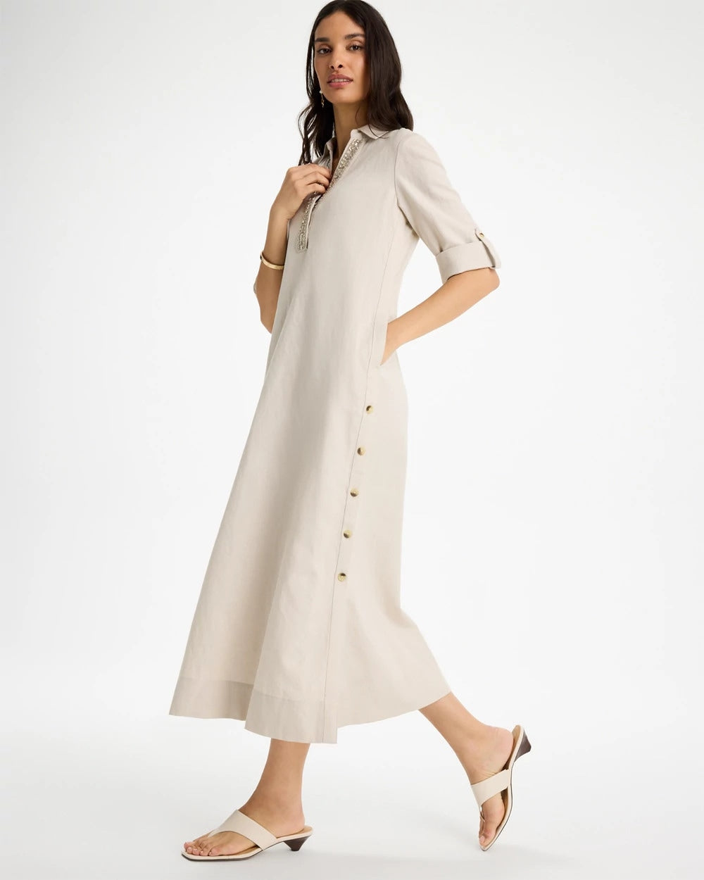 Chico's US - Embellished Linen Dress