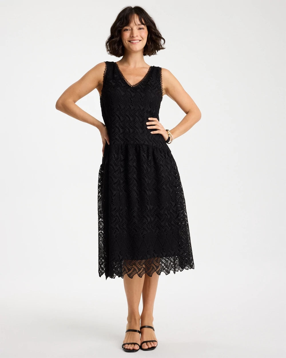 Chico's / Embroidered Lace Sleeveless Dress