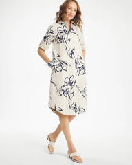 Chico's Discount - Printed Linen-Cotton Shirtdress
