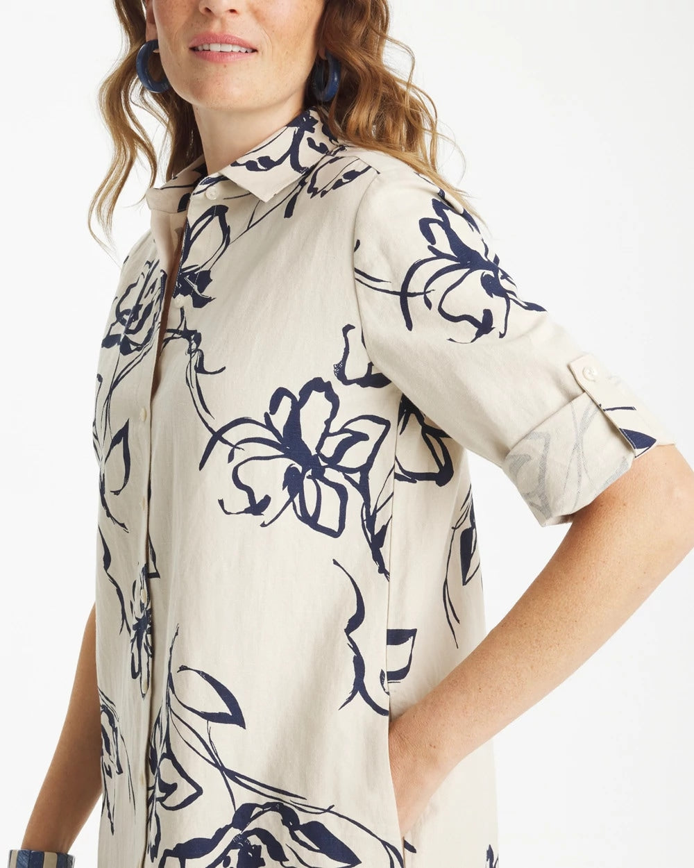 Chico's Discount - Printed Linen-Cotton Shirtdress