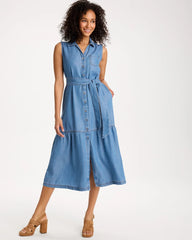 Chico's Sale - Twill Denim Belted Shirtdress