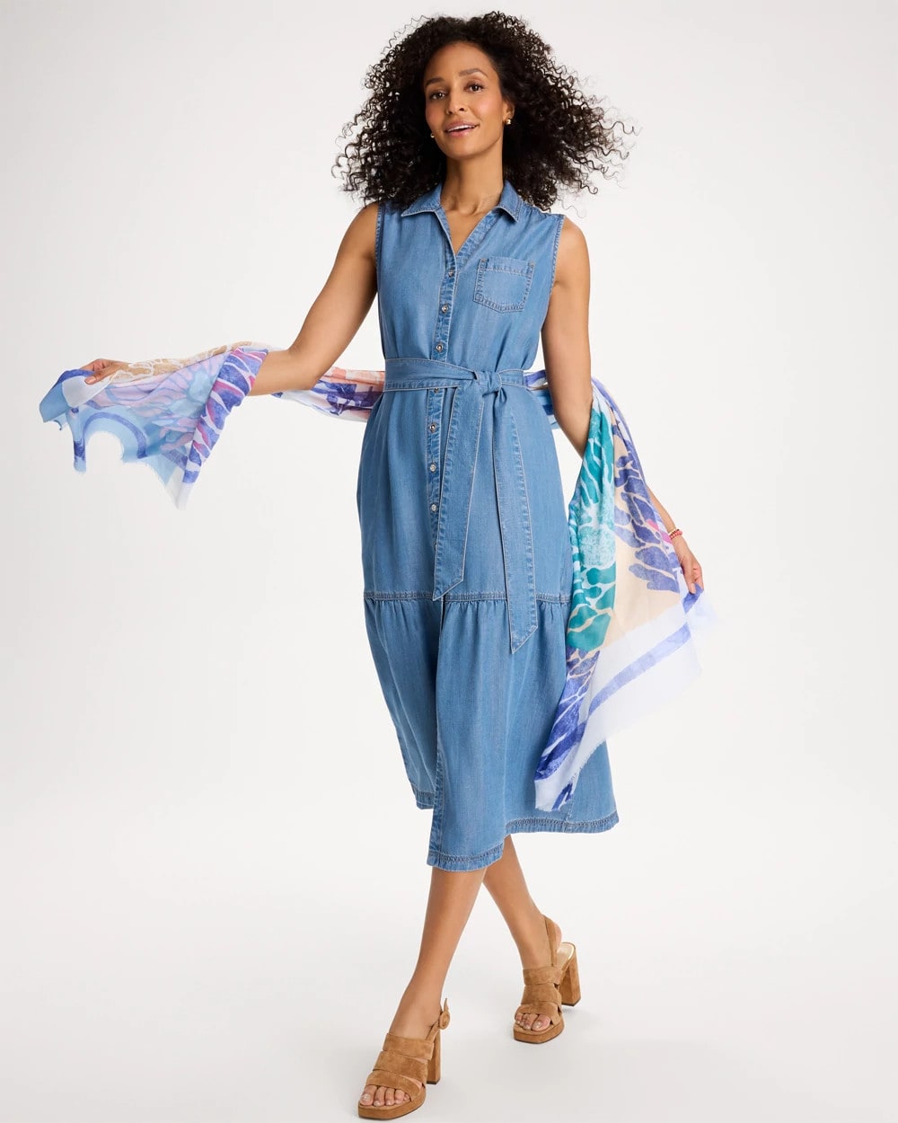 Chico's Sale - Twill Denim Belted Shirtdress