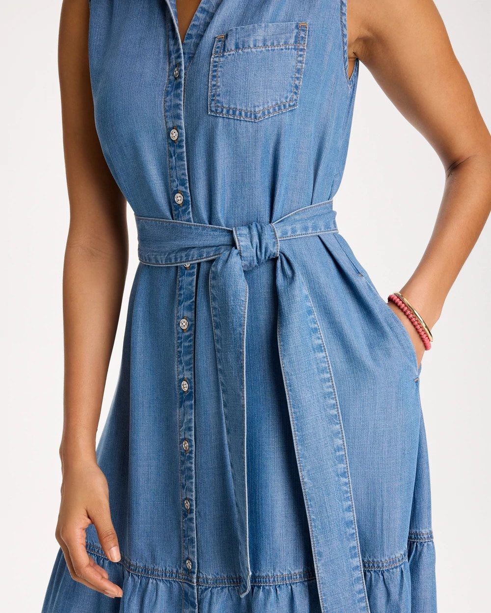 Chico's Sale - Twill Denim Belted Shirtdress