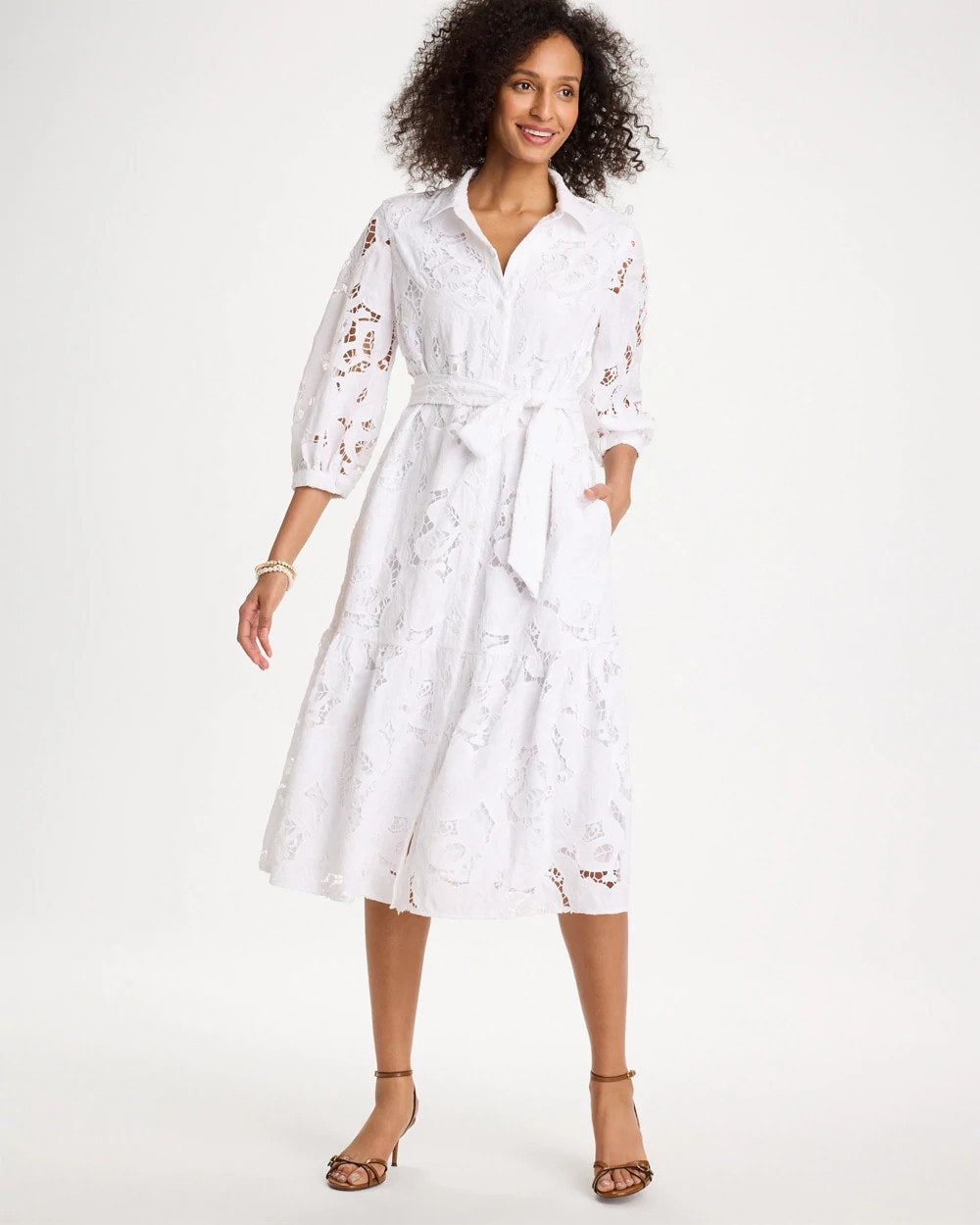 Chico's Online - Lace Cutout Belted Shirtdress