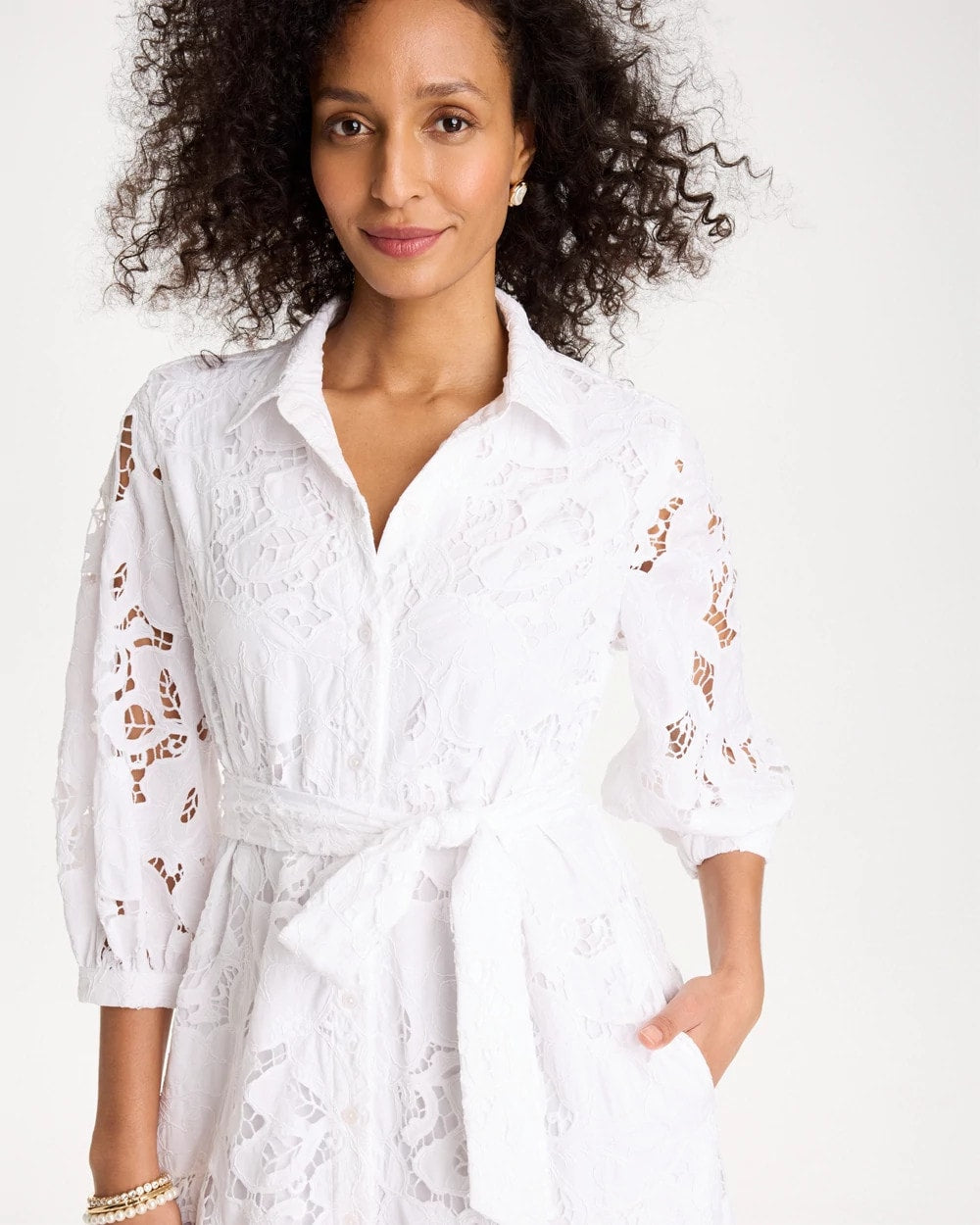 Chico's Online - Lace Cutout Belted Shirtdress